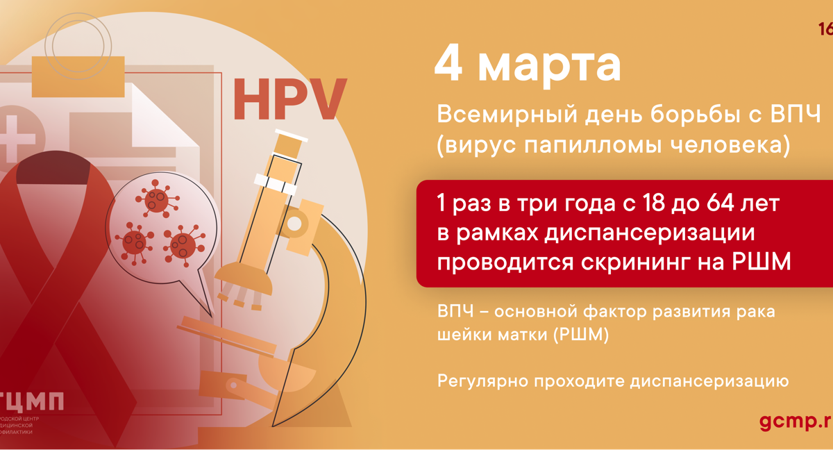 4 марта - Всемирный днём борьбы с ВПЧ – вирусом папилломы человека